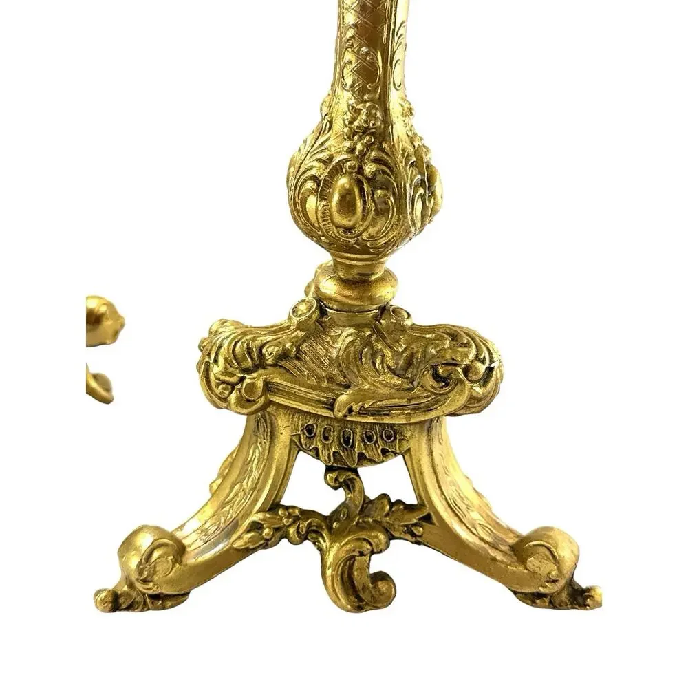 Vintage BWM Co Gold Tone Rococo Candlestick Holders Pair 10.25” Baroque 1002